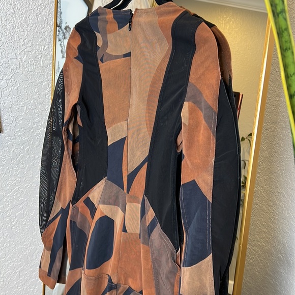 House of CB 'Cassidy' Brown Mesh Printed Long Sleeve Midi Dress NWOT - Picture 15 of 16
